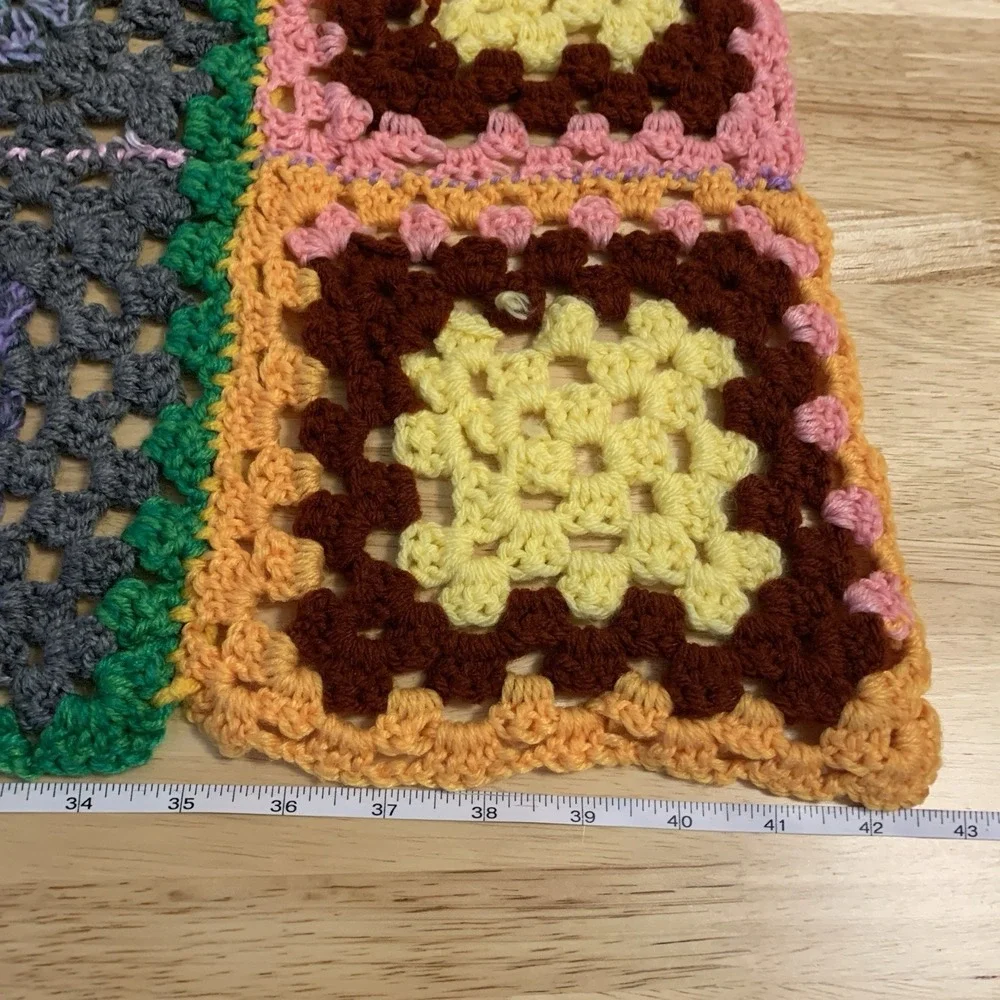 Handmade Crochet Granny Square Lap Blanket Afghan Throw Boho 70s Festival Dorm